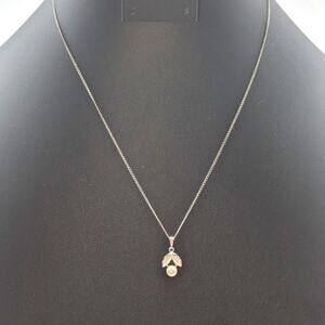 Vintage Pearl 1/20 12K Gold Filled Pendant Silver Tone 18" Necklace